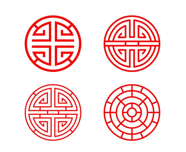 Marco de ventana de círculo chino clásico en vector — Vector de stock