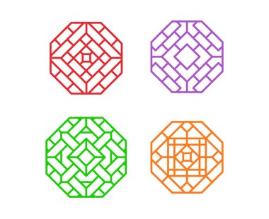 Çin sekizgen pencere çerçevesi ve vektör simge