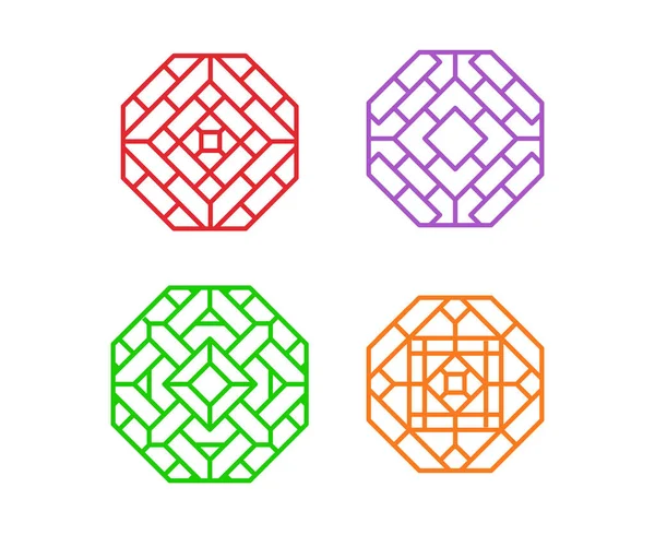 Chinese achthoek raamkozijn en symbool in vector — Stockvector