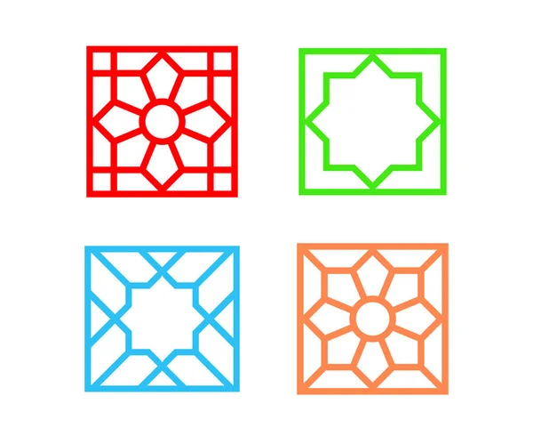 Islamitische vierkante tegel patroon op wit, vector kunst — Stockvector