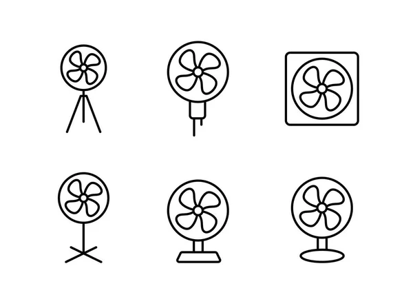 Set Electric Fan icon in linear style, vector — Stock Vector