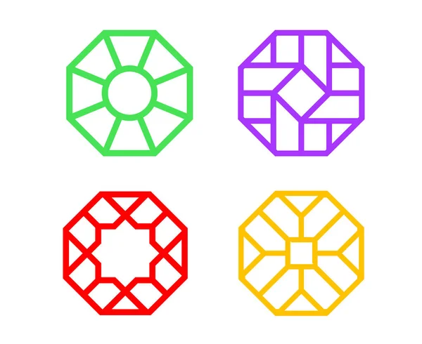 Chinese Octagon raamkozijn met islamitische patroon — Stockvector