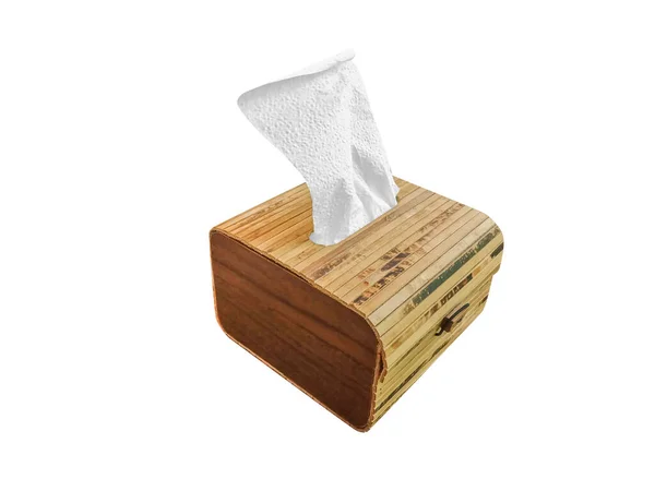 Geïsoleerde Tissue Box Met Wit Papier Perspectiefweergave — Stockfoto