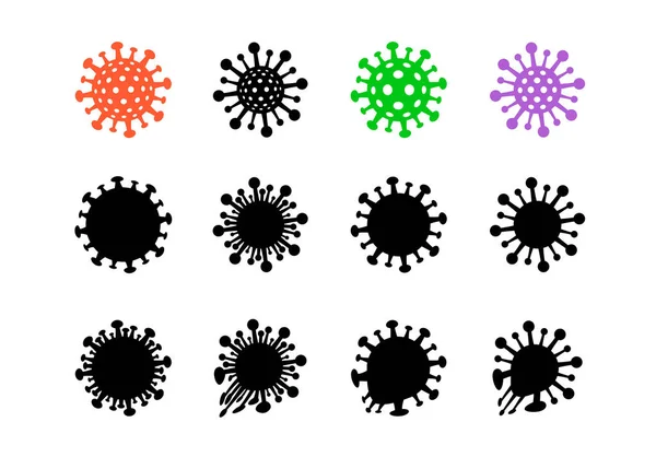 Set Batteri Icona Del Virus Simbolo Arte Vettoriale — Vettoriale Stock