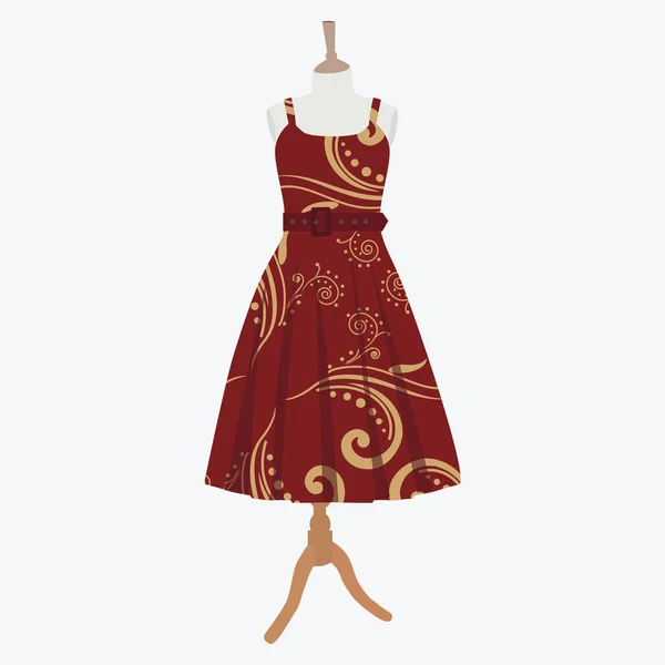 エレガントな赤のドレス — ストックベクタ