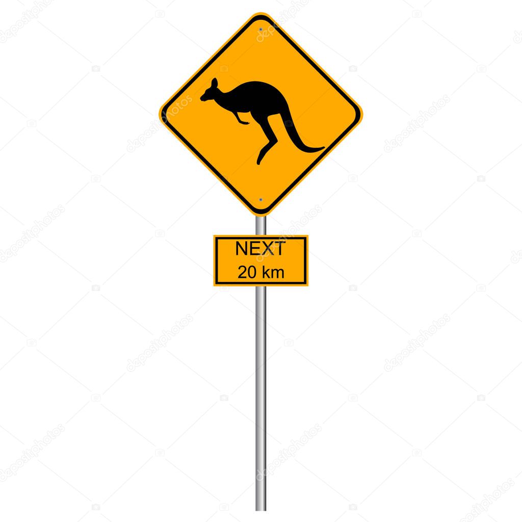 Yellow kangaroos roadsign