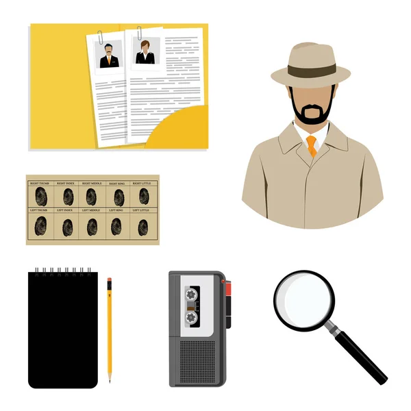 Set di icone detective — Vettoriale Stock