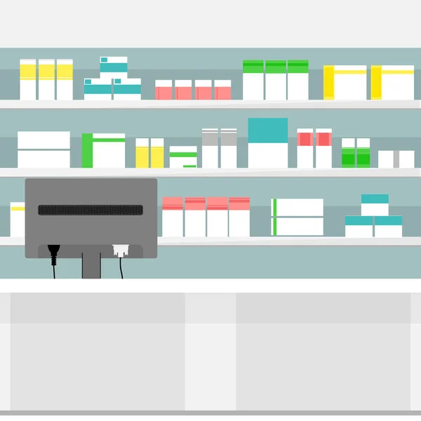 Fondo de los estantes de farmacia — Archivo Imágenes Vectoriales