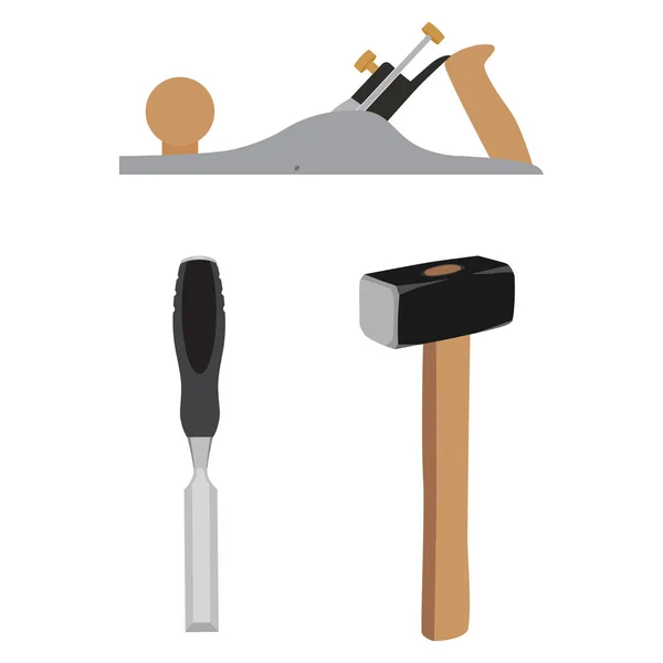 Hammer, Meißel und Tischler — Stockvektor