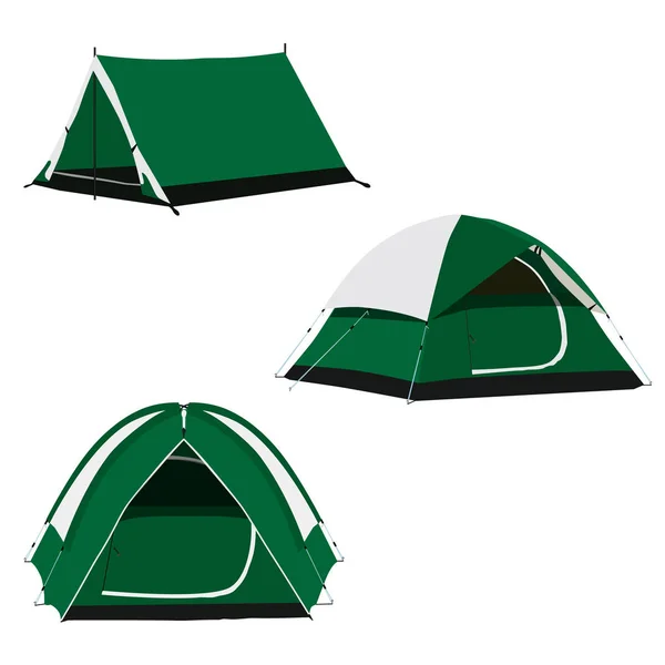 Três tenda verde —  Vetores de Stock