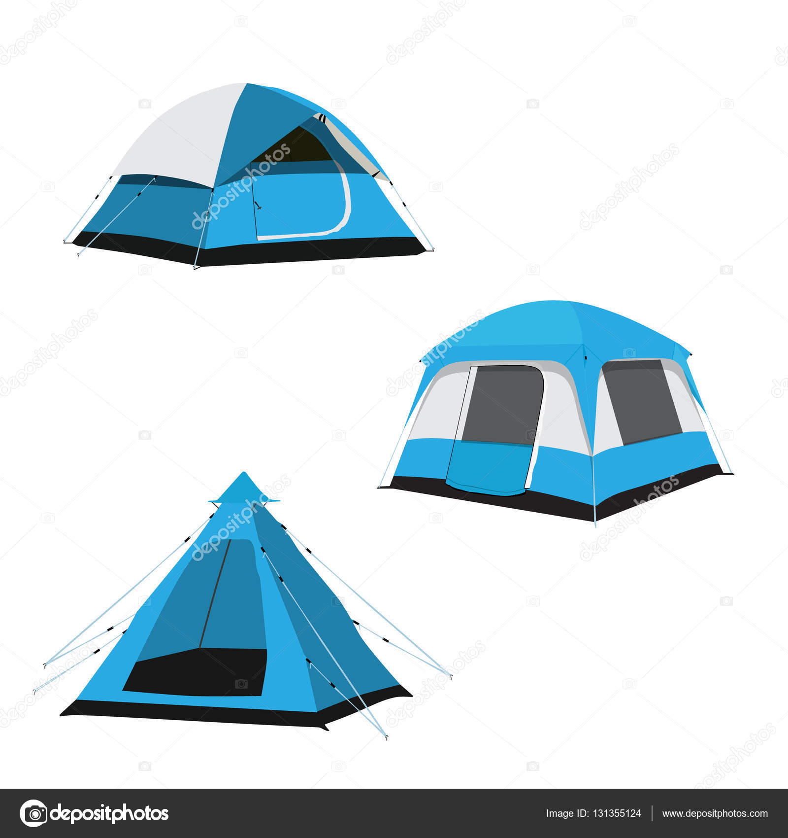 Blue camping tents Stock Vector by ©viktorijareut 131355124