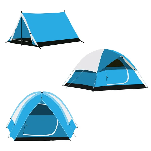 Tre blå tält — Stock vektor