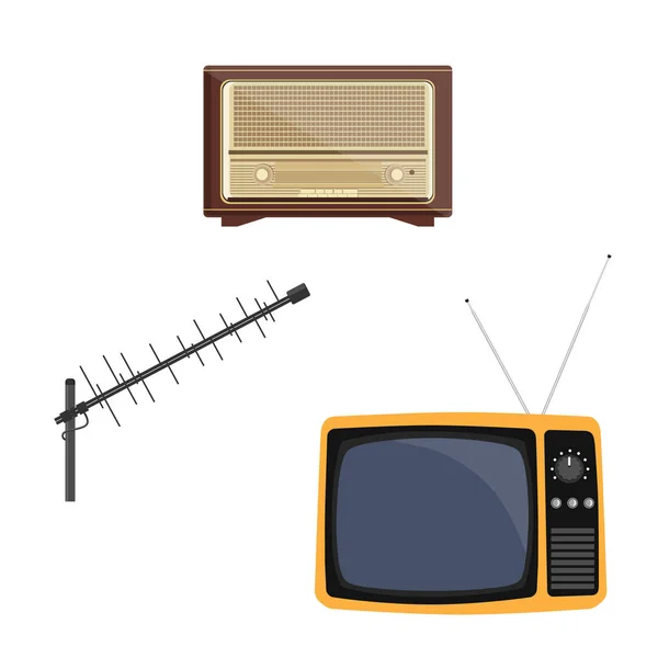 Radyo, tv ve anten — Stok Vektör
