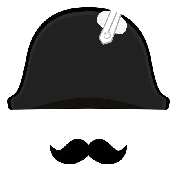 Bicorne hoed en snor — Stockvector