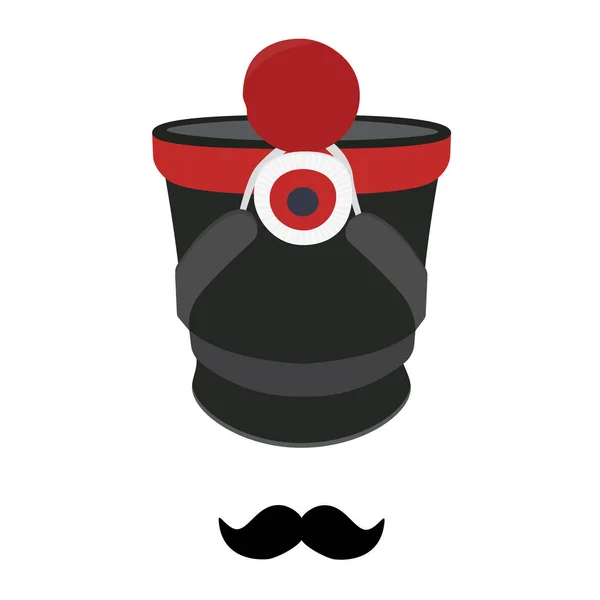 Chapeau Shako et moustache — Image vectorielle
