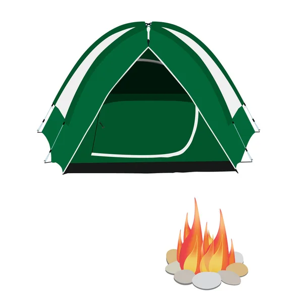 Camping tent and campfire — Stock Vector