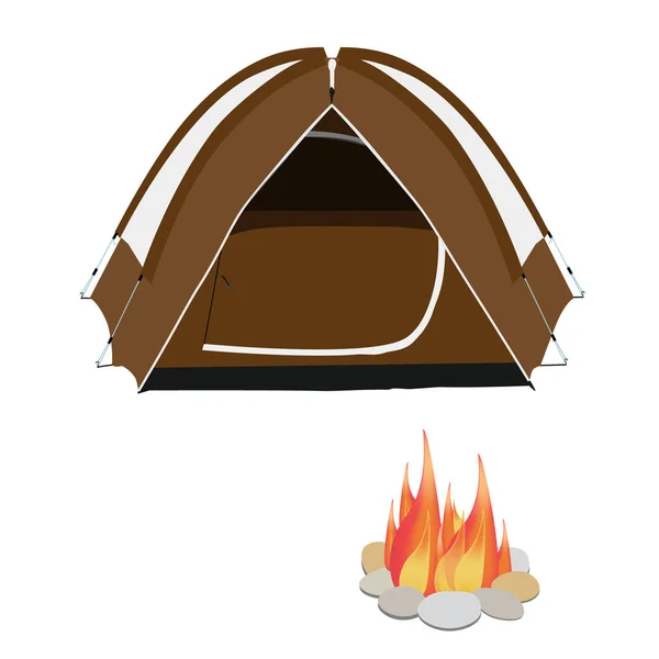 Camping tent and campfire — Stock Vector