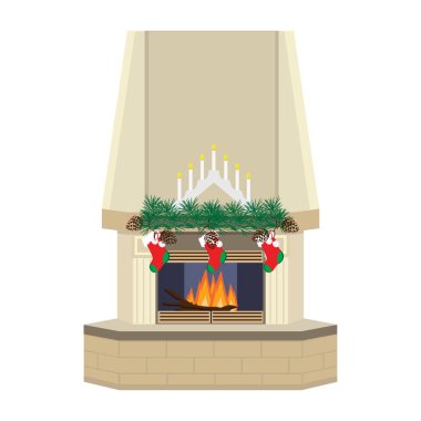 Noel kartı ile şömine