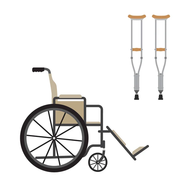 Cadeira de rodas e chrutches — Vetor de Stock