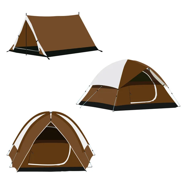 Три коричневых палатки — стоковый вектор