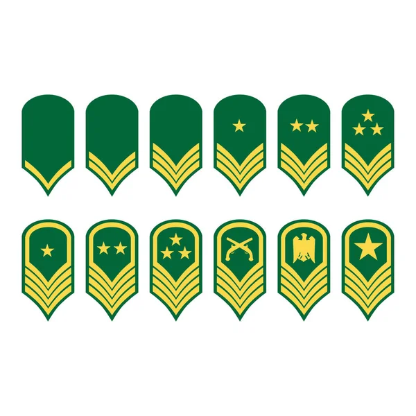 Epauletos, rangos militares e insignias — Vector de stock