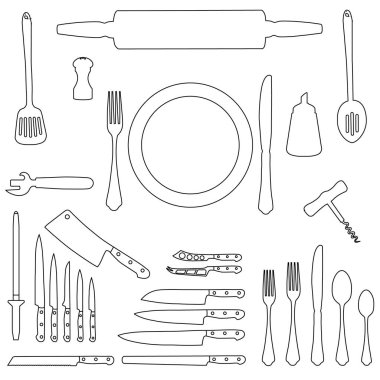 mutfak gereçler Icon set