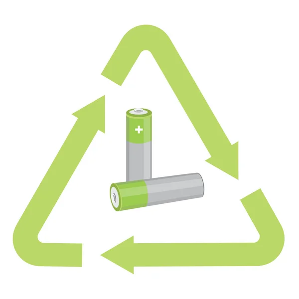 Bateria com símbolo de reciclagem — Vetor de Stock