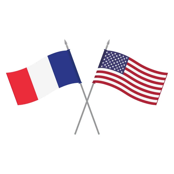 Bandiere Usa e Francia — Vettoriale Stock
