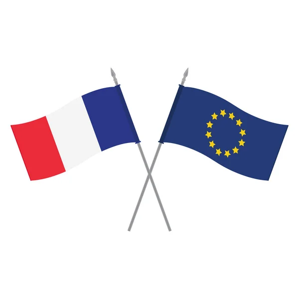 Drapeaux UE et France — Image vectorielle