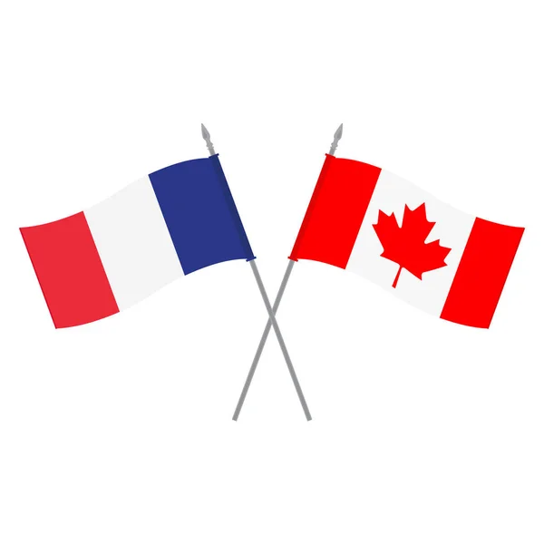 加拿大和法国的国旗 — 图库矢量图片