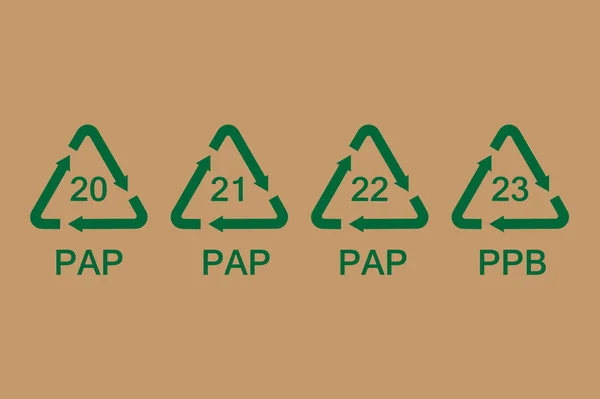 Codes de recyclage du papier — Image vectorielle