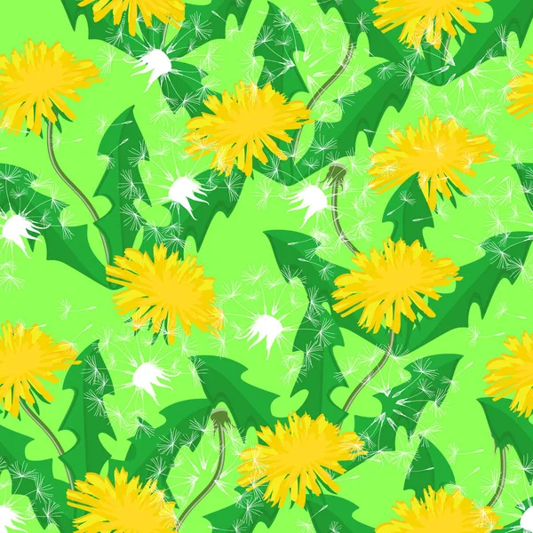 Seamless pattern with dandelions — Stock Vector