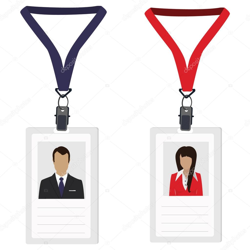 Two employee badges