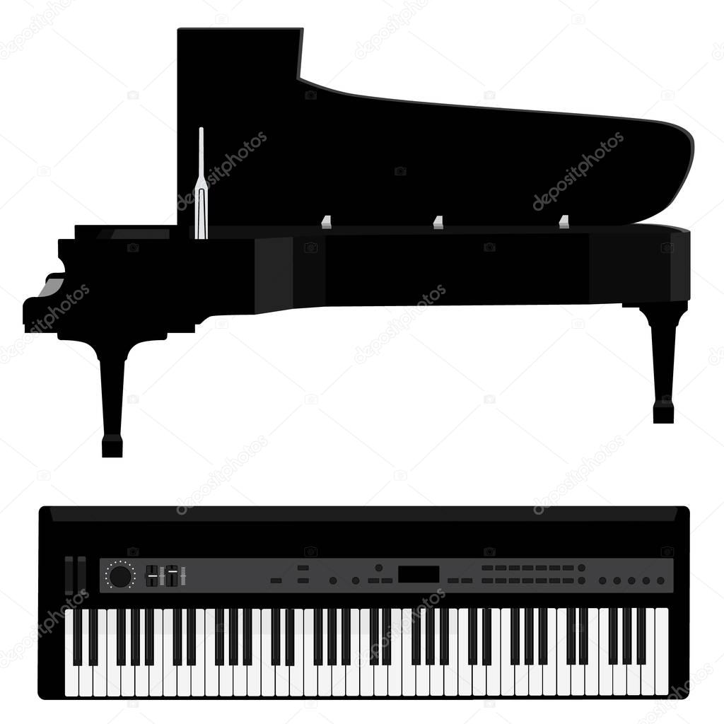 Piano and synthesizer