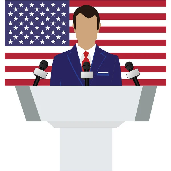 Orador, bandeira americana — Fotografia de Stock