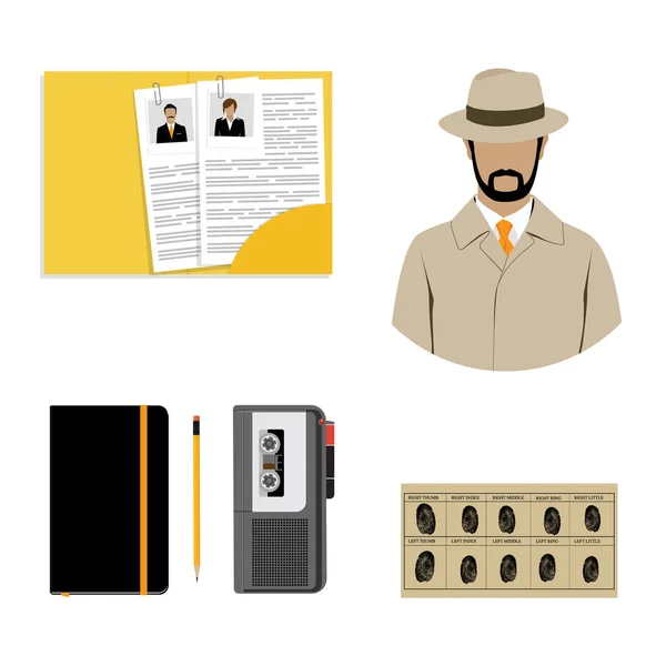 Detective set vector — Stock Vector