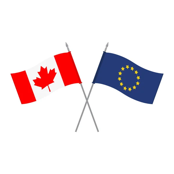 Vlaggen van de EU en Canada — Stockvector