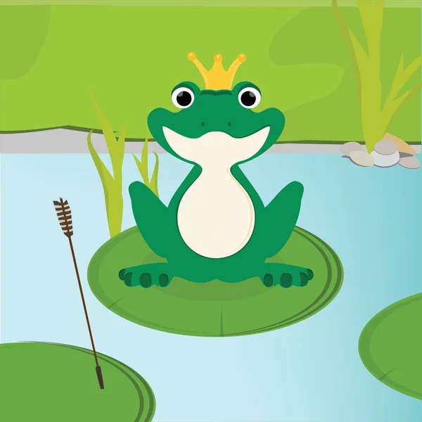 Green frog in crown — Stock Photo, Image