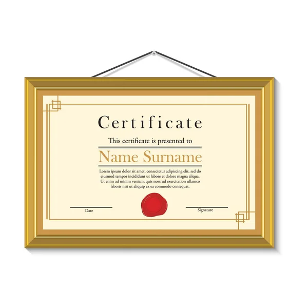 Certificate in golden frame — Stock Photo, Image