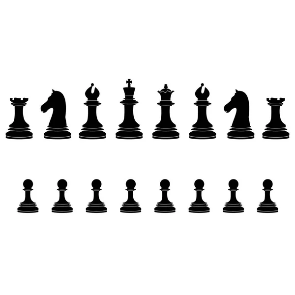 Schwarze Schachfiguren vollständige Sammlung — Stockfoto
