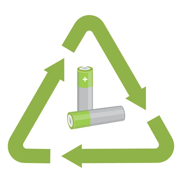 Батарея с символом переработки — стоковое фото