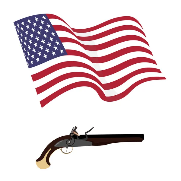 Drapeau américain et fusil à mousquet — Photo