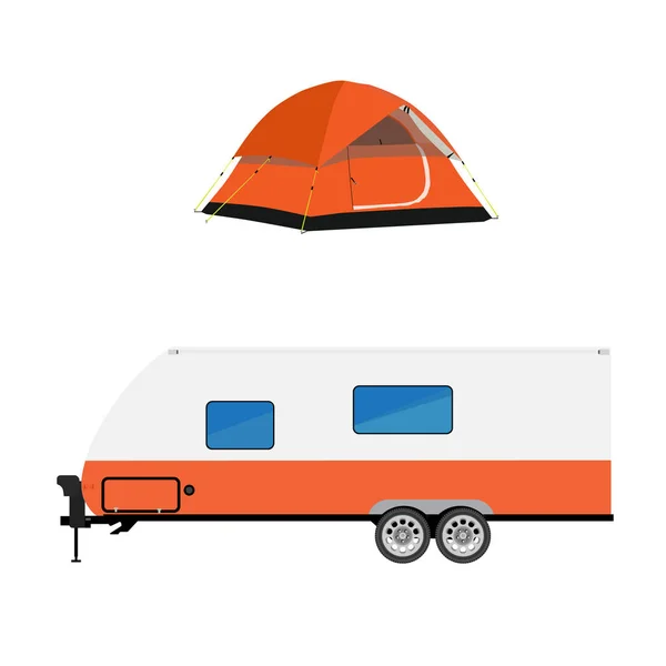 Römork ve kamp çadırı — Stok fotoğraf