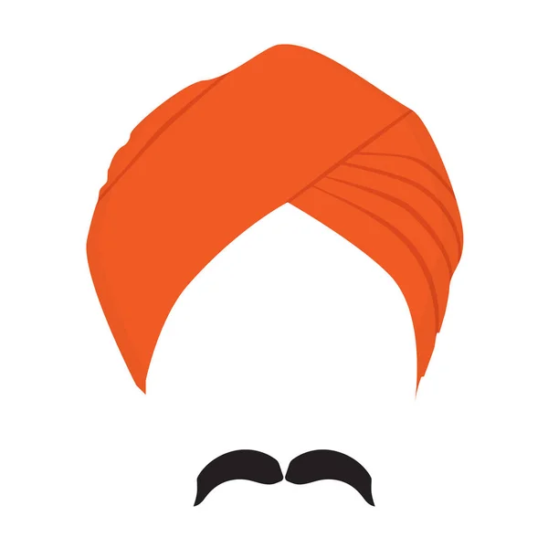 Turban headdress and mustache vector — Stock Vector