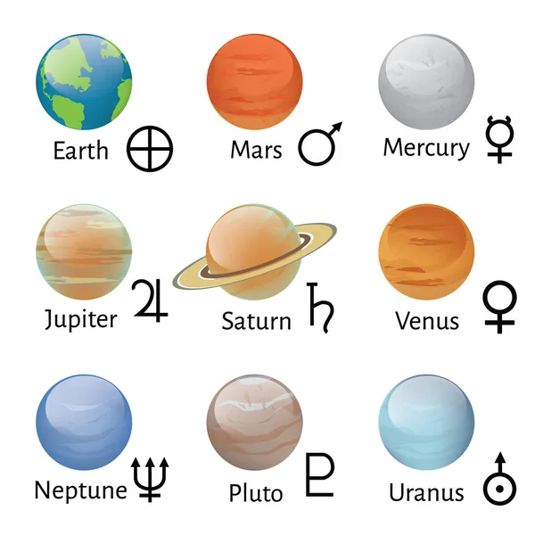 Simboli zodiacali e astrologici — Vettoriale Stock