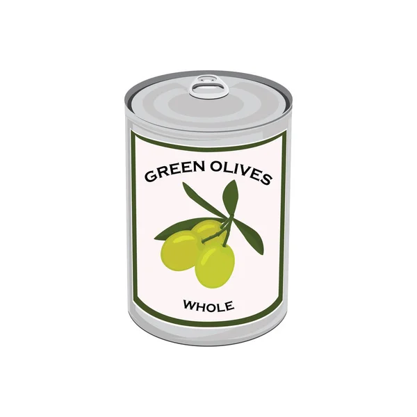 Le olive verdi possono — Foto Stock