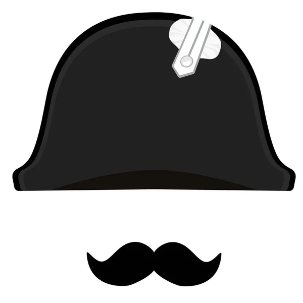 Sombrero bicorne y bigote — Foto de Stock