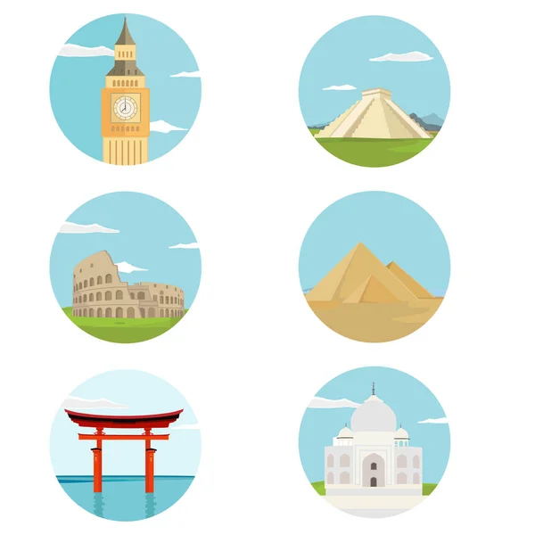 World landmark icon set