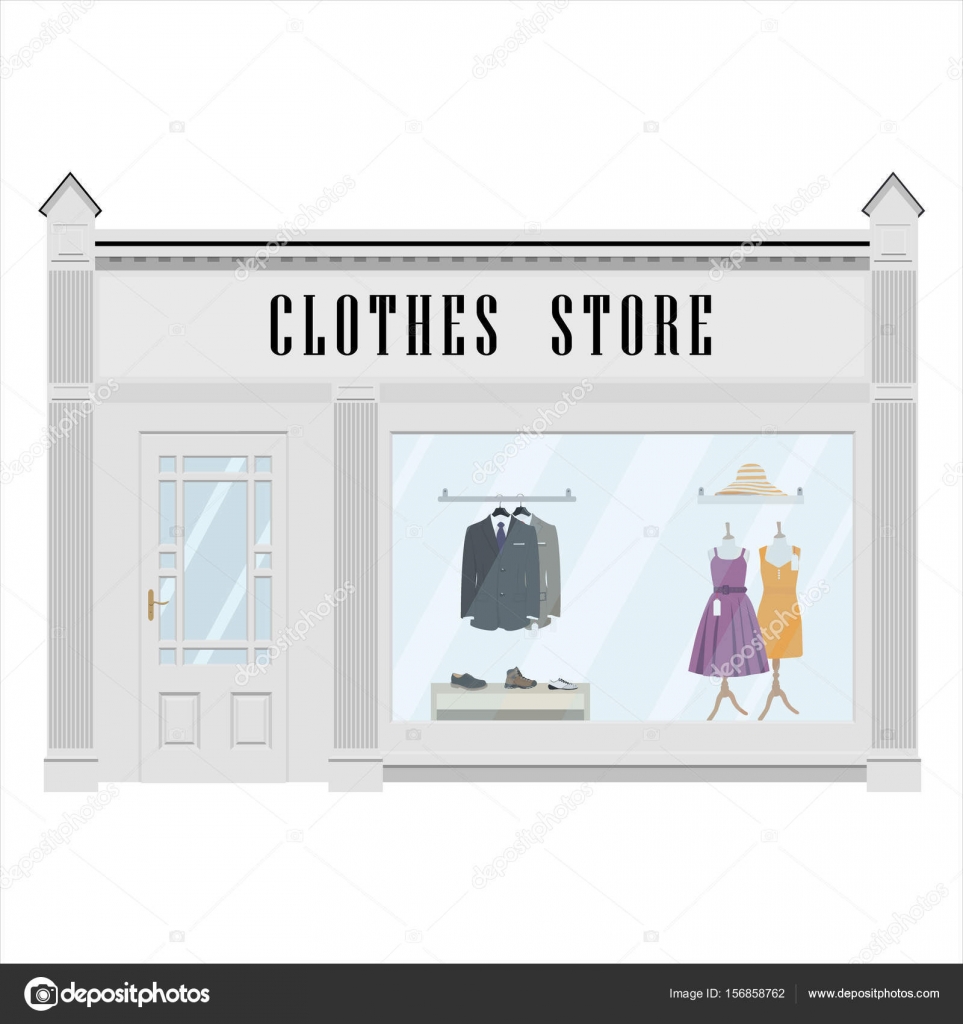 Vector Illustration Cartoon Dress Shop Icon Street Local Boutique Building European Clothes Store Front Facade Fashion Exterior Vector Illustration Cartoon Dress Shop Icon Street Local Boutique Building European Clothes Store Front Facade Fashion Exterior