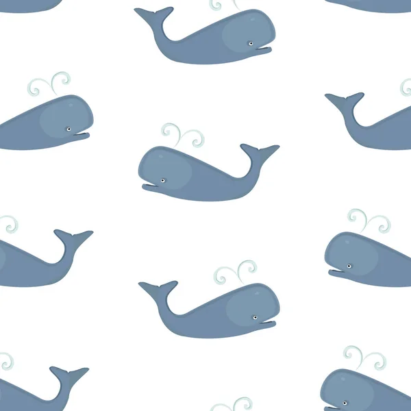 Бесшовный узор китов — стоковый вектор